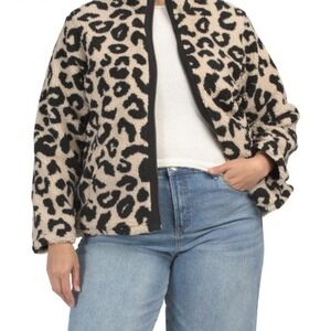ONQUE Women's Plus Faux Fur & Sherpa Cozy Animal Print Coat Jacket Sz‎ 2X NWT!